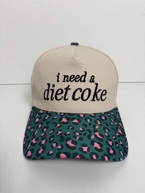 I Need A Diet Coke Women’s Leopard Print Bill Hat Baseball Cap Adjustable NWOT
